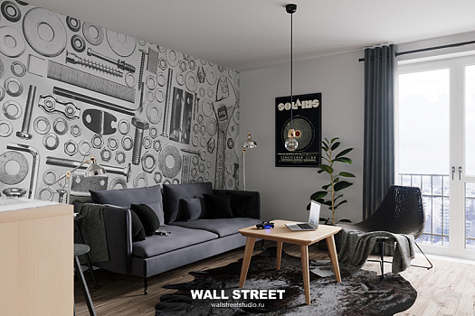 Фотообои в интерьере артикул Grayscale 33, GRAYSCALE, Wall street